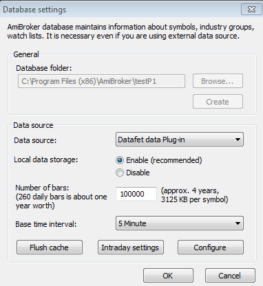 database configuration form